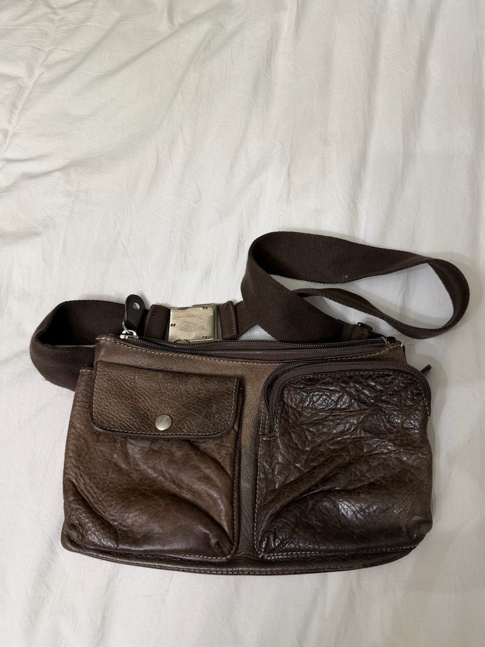 Vintage Roots Men's Brown Leather Crossbody / Waist Bag